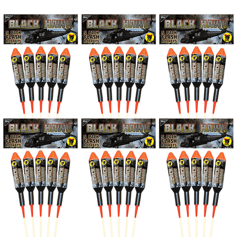 6 PACKS OF BLACK HAWK ROCKETS